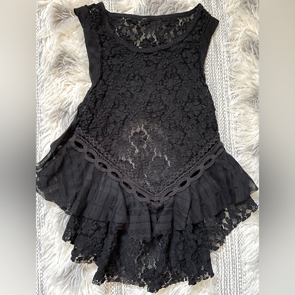 Free People Dark Bloom Lace Tank